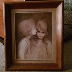 Margaret Kane “A Little Kiss”, Vintage Framed Art/Print; 17 X 20 Framed